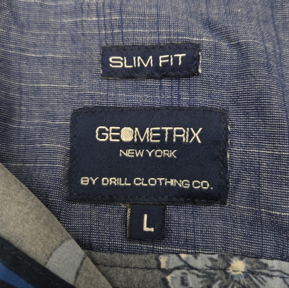 Geometrix New York Lightweight Crane Bird Print Long Sleeve Button Up Shirt Sz L - Picture 6 of 12